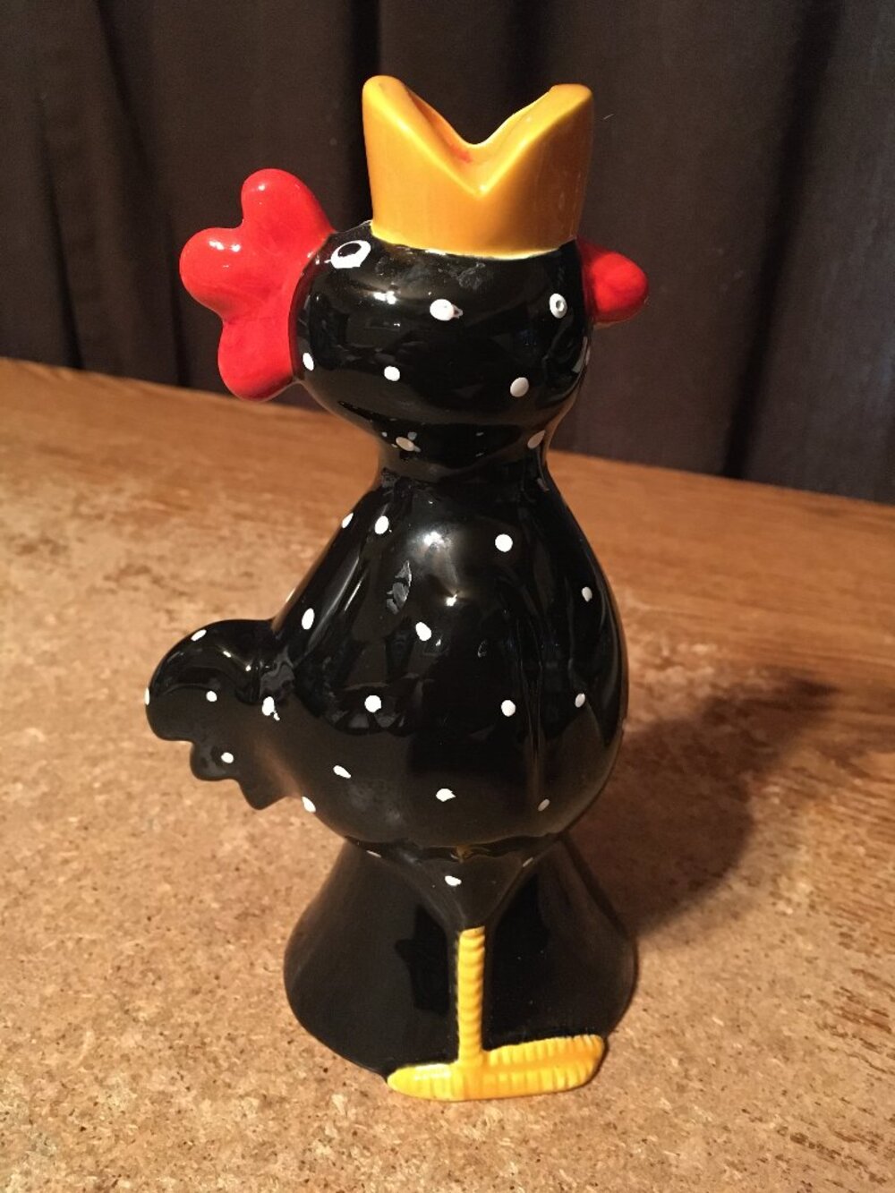 MCNUTTS DEPT 56 1988 BLACK POLKA DOT ROOSTER CHICKEN TAPERED CANDLE HOLDER - Picture 4 of 10